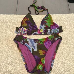 Lucky Brand floral print two piece swimsuit. Size XS